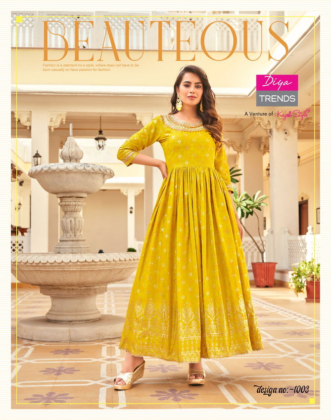 Poosh Vol 1 By Diya Trends Long Designer Kurtis Catalog
